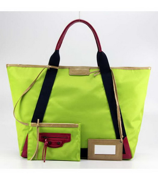 Balenciaga Canvas Large Tote Bag with Leather Lining in Green