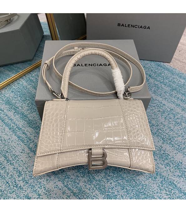 Balenciaga Light Khaki Original Croc Veins Calfskin Leather 23cm Hourglass Bag