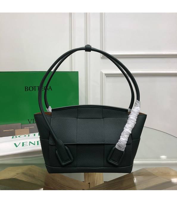 Bottega Veneta Arco Dark Green Original Litchi Veins Calfskin Leather Small Top Handle Bag