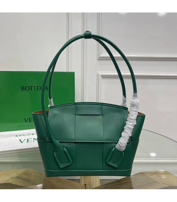 Bottega Veneta Arco Green Original Plain Veins Calfskin Leather Small Top Handle Bag