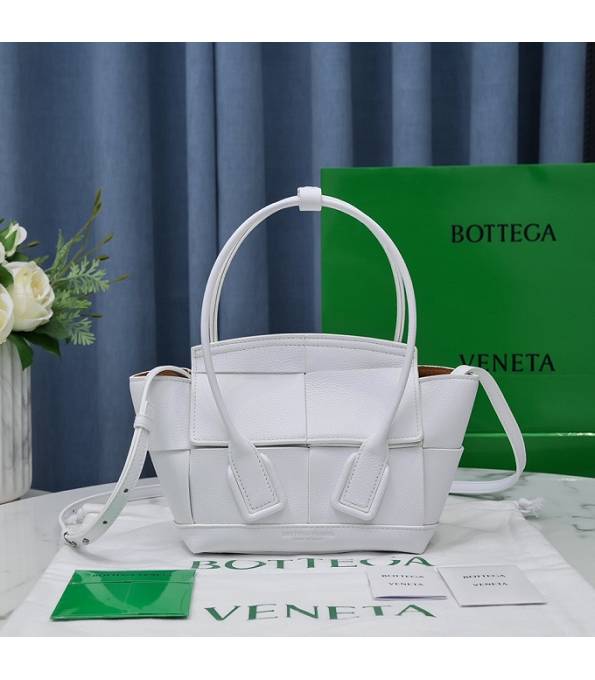 Bottega Veneta Arco White Original Litchi Veins Calfskin Leather Mini Top Handle Bag