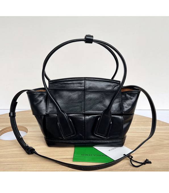 Bottega Veneta Black Original Oil Wax Calfskin Leather Arco Mini Top Handle Bag With Detachable Strap
