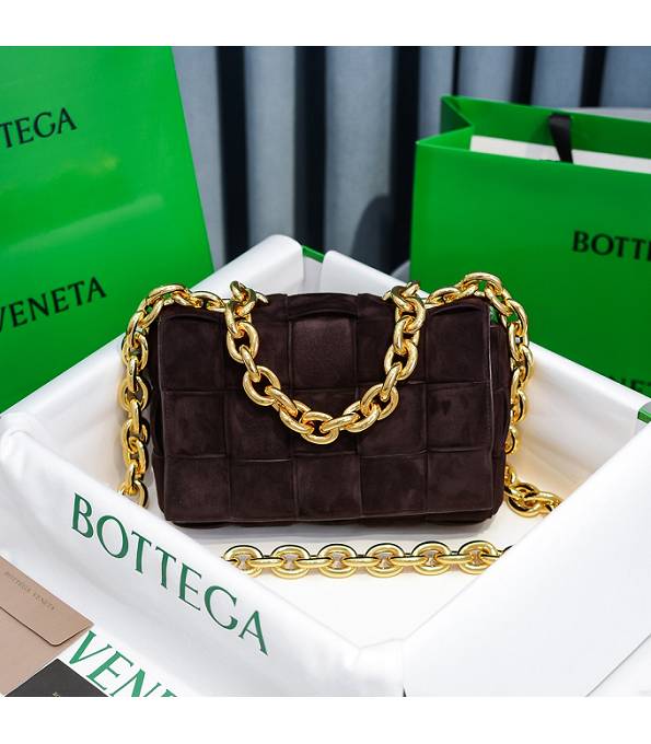 Bottega Veneta Cassette Dark Coffee Original Cashmere Leather Golden Chain Pillow Bag