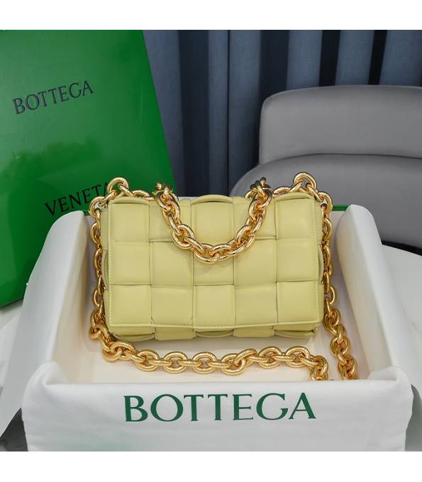 Bottega Veneta Cassette Light Yellow Original Lambskin Leather Golden Chain Pillow Bag