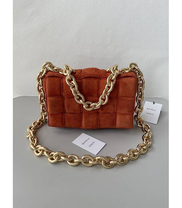 Bottega Veneta Cassette Orange Original Cashmere Leather Golden Chain Pillow Bag