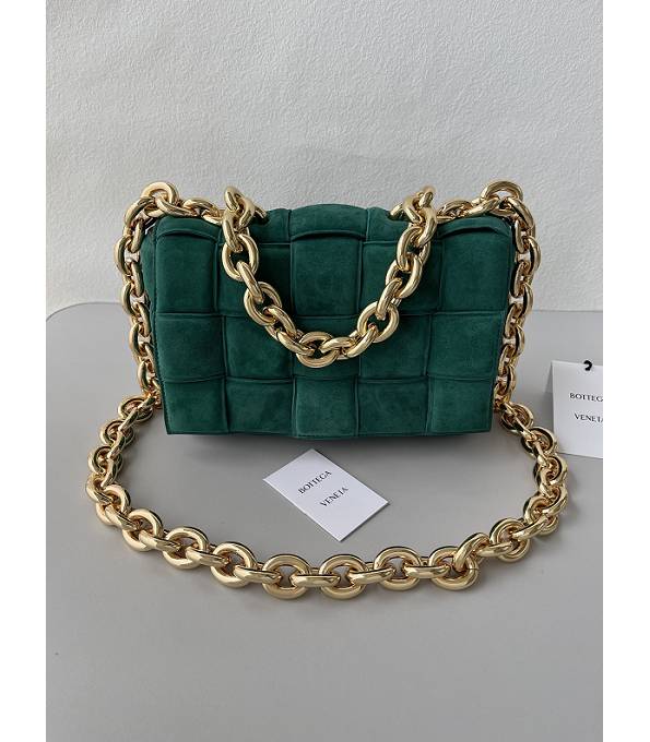 Bottega Veneta Cassette Peacock Green Original Cashmere Leather Golden Chain Pillow Bag