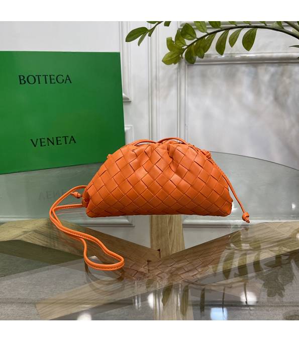 Bottega Veneta Cloud Orange Original Weave Lambskin Leather Mini Pouch