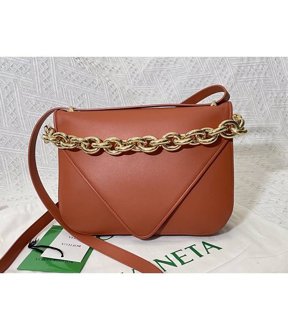 Bottega Veneta Mount Red Brown Original Calfskin Leather Medium Envelope Bag