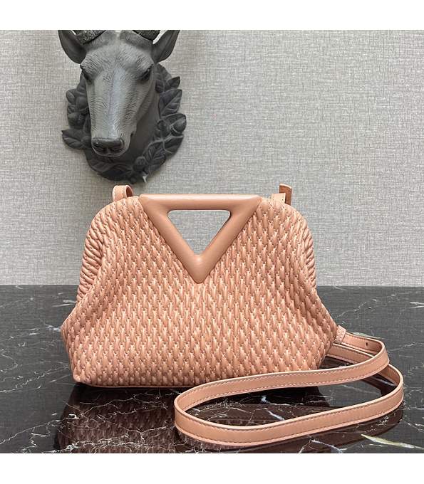 Bottega Veneta Nude Pink Original Lozenge Quilted Lambskin Leather Point Small Top Handle Bag