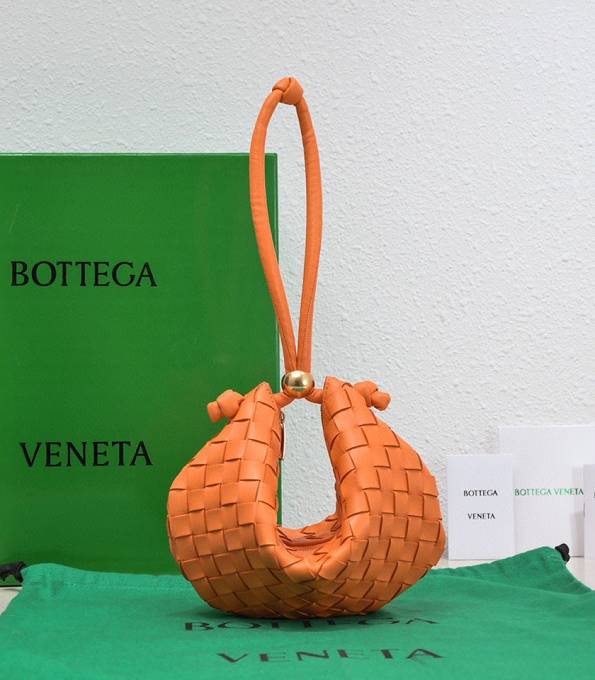 Bottega Veneta Orange Original Intrecciato Leather Small Turn Pouch With Adjustable Strap
