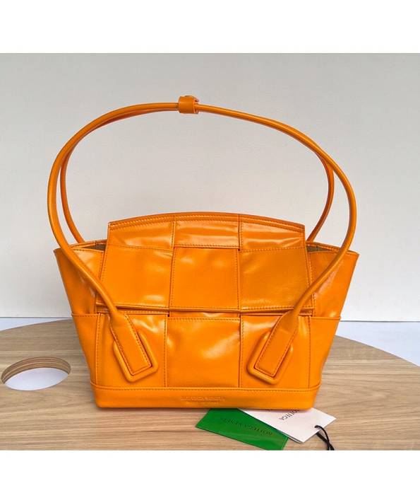 Bottega Veneta Orange Original Oil Wax Calfskin Leather Arco Small Top Handle Bag