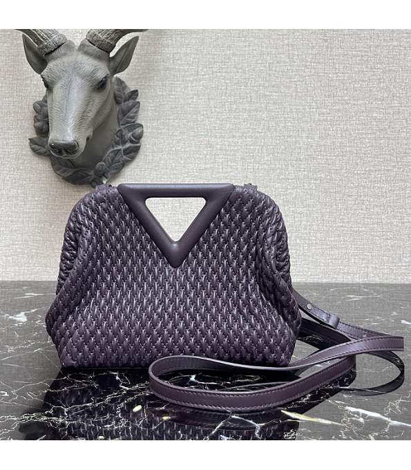 Bottega Veneta Purple Original Lozenge Quilted Lambskin Leather Point Small Top Handle Bag
