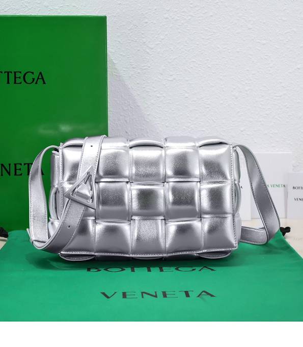 Bottega Veneta Silver Original Lambskin Leather Cassette Pillow Bag