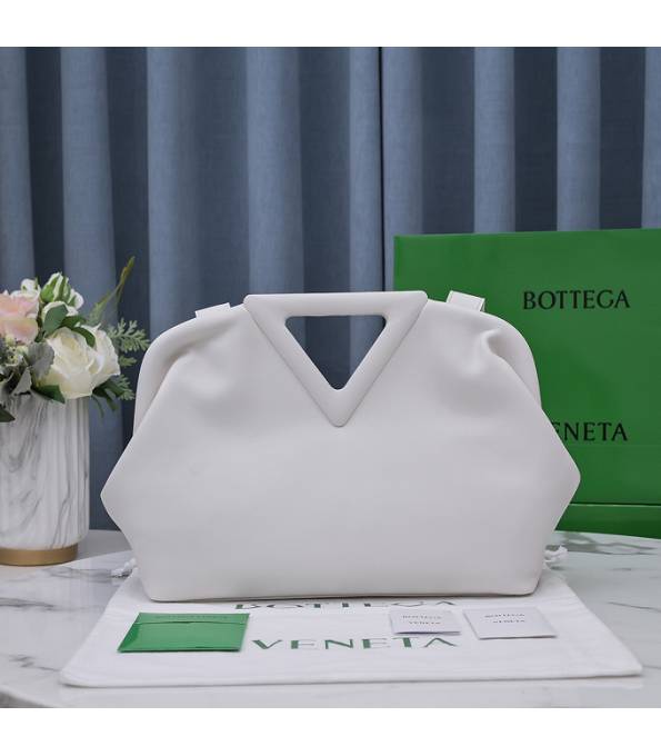 Bottega Veneta White Original Calfskin 31cm Point Top Handle Bag