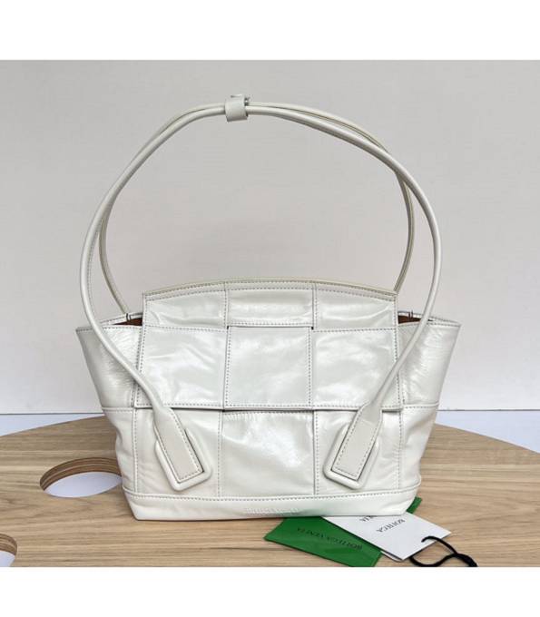 Bottega Veneta White Original Oil Wax Calfskin Leather Arco Small Top Handle Bag