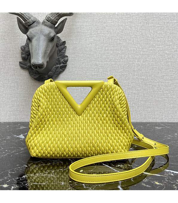 Bottega Veneta Yellow Original Lozenge Quilted Lambskin Leather Point Small Top Handle Bag
