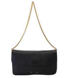 Celine Classic Flap Evening Clutch Bag Black Imported Leather
