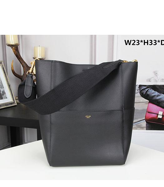 Celine New Style Black Leather Plain Veins Shoulder Bag