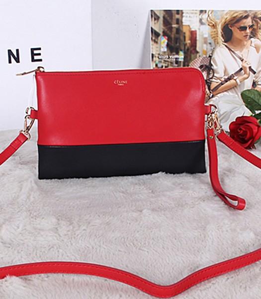 Celine Original Leather Shoulder Bag 5924 In Red/Black