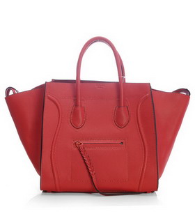 Celine Phantom Square Bags Peach Red Imported Leather With Black Side