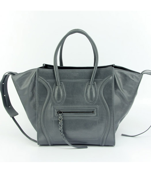 Celine Small Tote Bag in Dark Grey Oil Wax Leather
