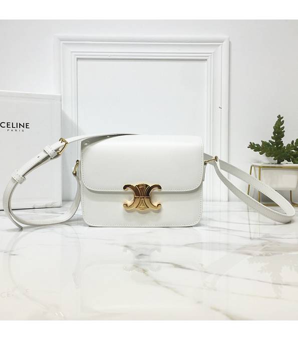 Celine White Original Triomphe Box Leather 18cm Shoulder Bag