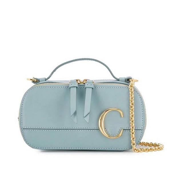 Chloe C Light Blue Original Calfskin Leather Mini Vanity Shoulder Bag