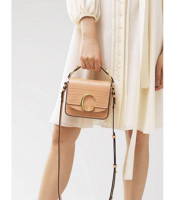 Chloe C Nude Pink Original Croc Veins Calfskin Leather Mini Handbag