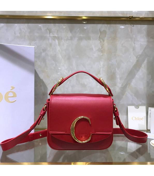 Chloe C Red Original Plain Veins Leather Mini Handbag