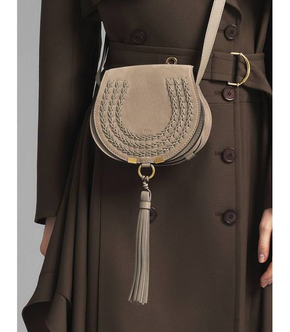Chloe Marcie Weave Grey Original Suede Calfskin Leather Mini Shoulder Bag