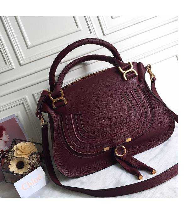 Chloe Marcie Wine Red Original Calfskin Leather Handbag