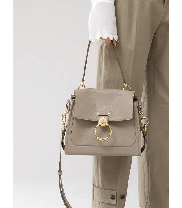 Chloe Tess Day Grey Original Grained Calfskin Leather Small Shoulder Bag