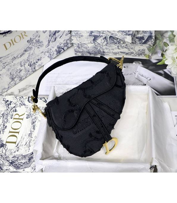Christian Dior Black Original Oblique Canvas 25cm Saddle Bag