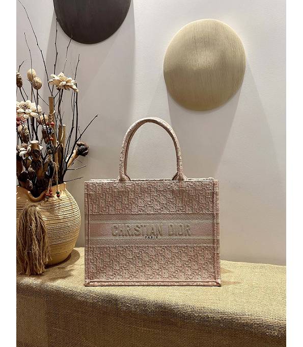Christian Dior Pink Oblique Jacquard Canvas With Original Leather 36cm Book Tote Bag