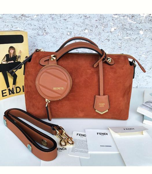 Fendi Brown Cashmere With Original Leather 28cm Medium By The Way Bag