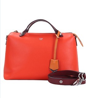 Fendi By The Way Original Leather Tote Shoulder Bag OrangeCoral Red