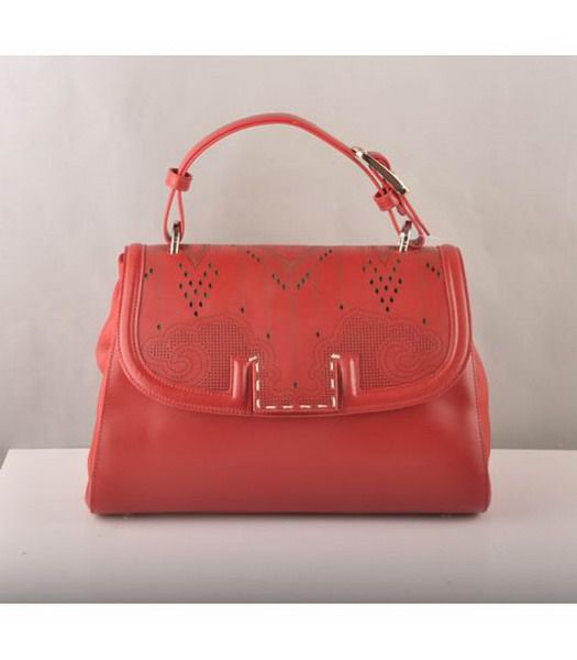 Fendi Flap Bag Red Cow Leather