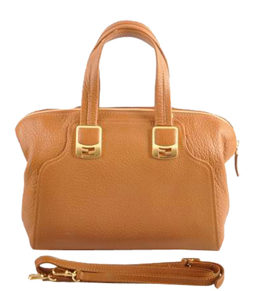 Fendi Khaki Calfskin Leather Small Tote Bag