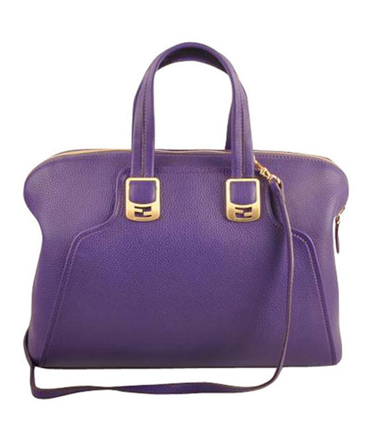 Fendi Purple Imported Calfskin Leather Tote Bag