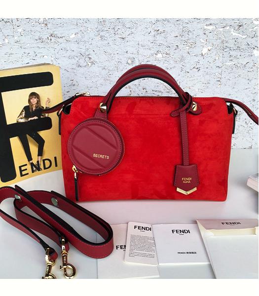Fendi Red Cashmere With Original Leather 28cm Medium By The Way Bag