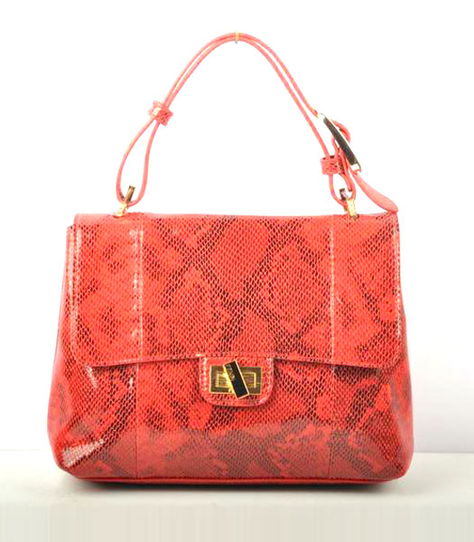 Fendi Snake Veins pattern Leather Small Handbag Red