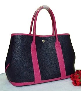 Hermes 36cm Garden Party Bag BlackRose Red Togo Leather