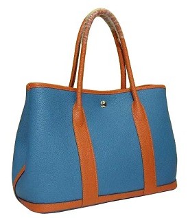 Hermes 36cm Garden Party Bag Light BlueOrange Togo Leather