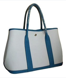 Hermes 36cm Garden Party Bag White/Blue Togo Leather