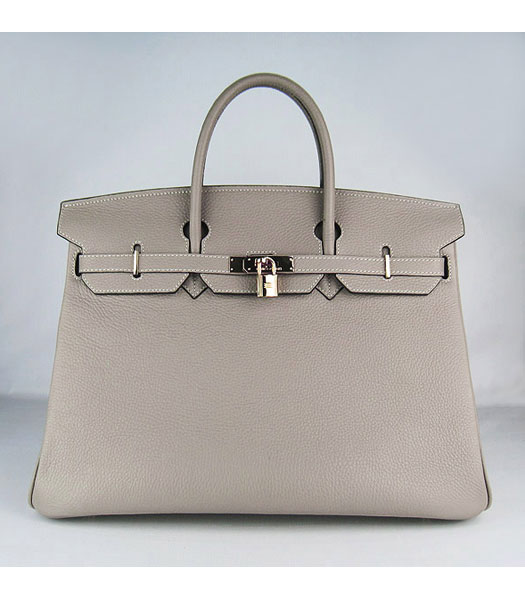 Hermes Birkin 40cm Grey Togo Leather Bag Golden Metal