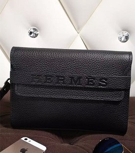 Hermes Calfskin Leather Clutch Black