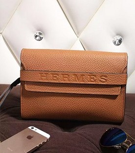 Hermes Calfskin Leather Clutch Earth Yellow