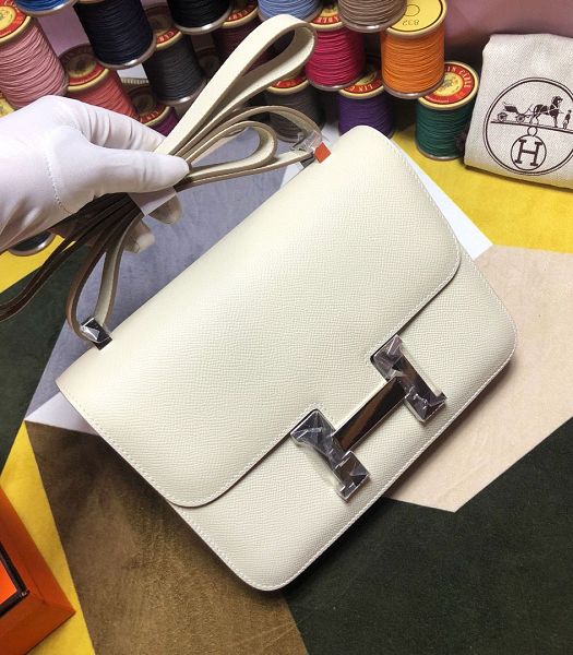 Hermes Constance 18cm Mini Bag Cream White Imported Palm Veins Leather Silver Metal