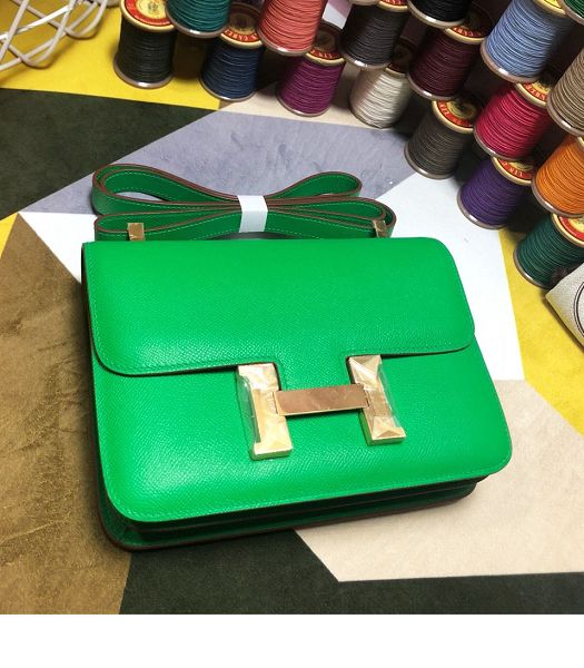 Hermes Constance 18cm Mini Bag Cyan Green Imported Palm Veins Leather Golden Metal