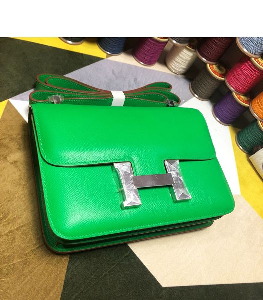 Hermes Constance 18cm Mini Bag Cyan Green Imported Palm Veins Leather Silver Metal
